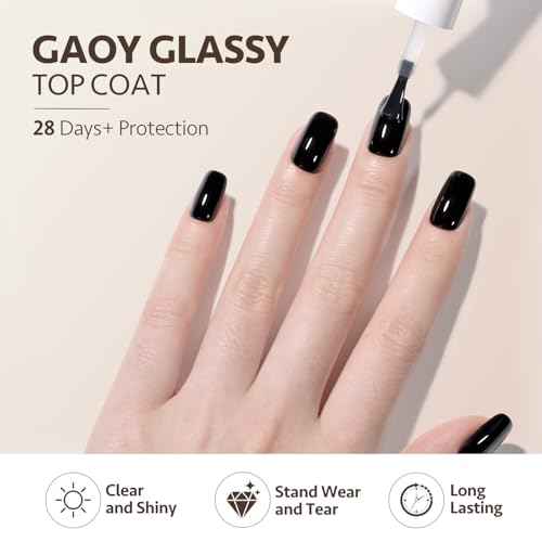 GAOY Gel Top Coat and Base Coat Set, 2 Pcs 7.3ml Glassy Top Coat and No Wipe Foundation Combination for UV Light Cure Gel Nail Polish