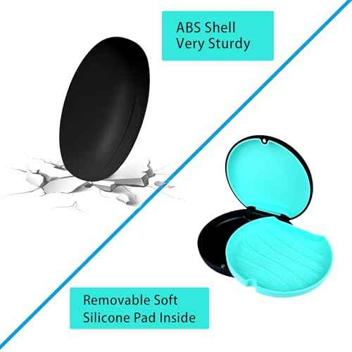 2 Pack Aligner and Retainer Case,Compatible with Invisalign,Mouthguard Case Kits, Portable Aligner Cases with Chew Remover Tool and Brush, Black(Blue+Cyan Silicone)