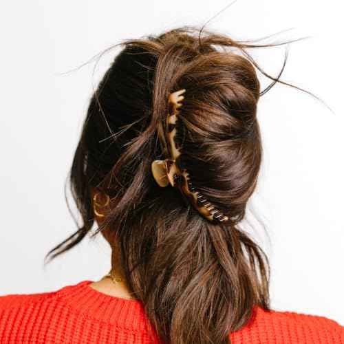 KAXI The ORIGINAL Hold Everything Hair Claw - Perfect for Thick & Thin Hair Straight, Wavy & Curly, Strong Clip With 52 teeth & Many Colors to Choose (Light Tortoise)