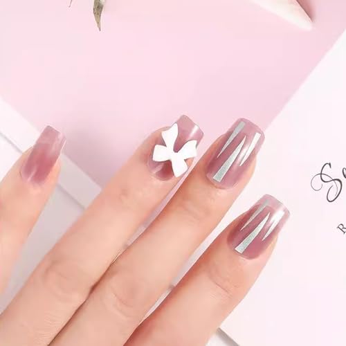 50Pcs 3D Nail Bows Nail Charms,Pink White Bow Nail Charms for Nails Design Cute Bowknots Nail Charm Resin Bowknot Ribbon Nail Design Nails Charms for Women Nail Supplies Nail Decorations Nail Art