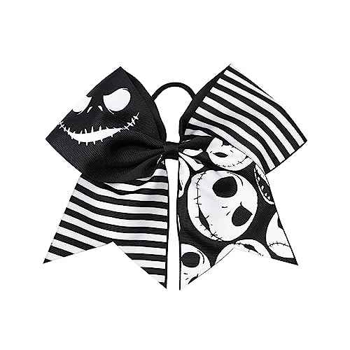 Black cheerleading bows for girls Girls' Hair Bows Ponytail Holder Elastic Hair Ties. Large Cheer Hair Bows.(FQ5) (Black A)