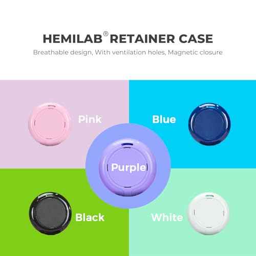 HEMILAB¢ç Retainer Case, Slim Aligner Case with Mirror, Compatible with Invisalign, Cute Retainer Orthodontic Box with Vent Holes, Purple