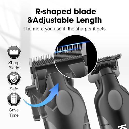 Kemei Hair Clipper and Trimmer Set Professional Cordless Hair Clipper for Men Electric Beard Trimmers Barber Hair Cuttings Kit, T Blade Trimmers for Men with LCD Display, KM-2290£¬KM-2293