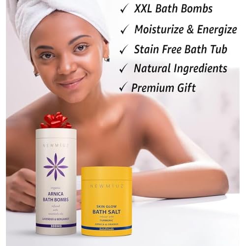 Arnica Bubble Bath Bombs Lavender Bergamot Essential Oils Luxurious Mega Foaming Bath Bombs for Dry Skin Nourishment Moisturizing Blissful Bath Gift