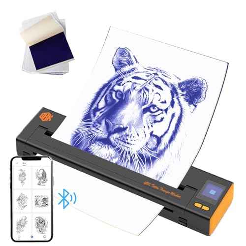 Tattoo Stencil Printer£¬Wireless Thermal Tattoo Printer Bluetooth Tattoo Transfer Printer with 10 Transfer Papers£¬Compatible with Smartphone/ipad&PC£¬Tattoo Supplies for Tattoo Artists&Beginners