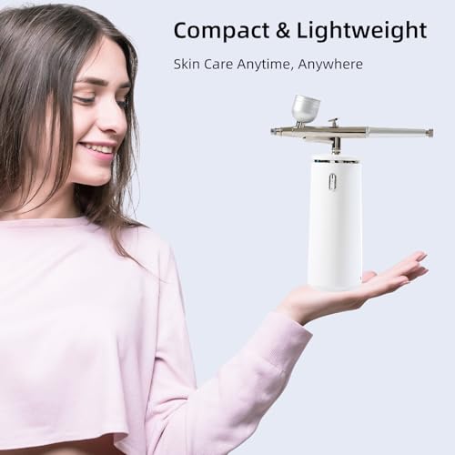 Microtree Nano Facial Steamer - Rechargeable & Portable High Pressure Face Oxygen Sprayer Machine, 0.3mm Nozzle Micro Mist Skin Hydrator, Essential Water Infusion Facial Spa Treatment, White