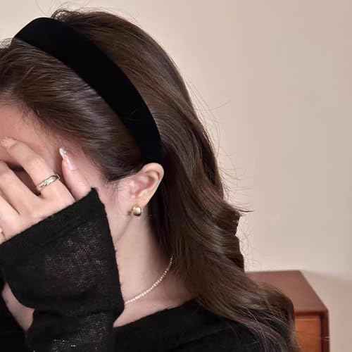 Black Velvet Padded Headbands for Women Fashion Non slip Comfortable Head Bands for Women (Black, one size)
