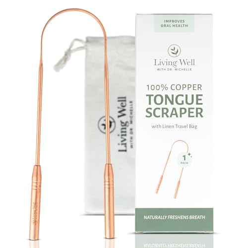 Living Well with Dr. Michelle Copper Tongue Scraper - Premium Metal Tongue Cleaner for Adults & Kids - Eliminate Bad Breath & Enhance Oral Hygiene - Includes Travel Bag