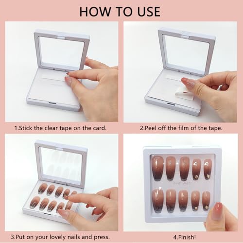 32 Pack Press On Nail Packaging Boxes - 3D Floating Storage and Display Box With 90pcs Double Sided Adhesive Tape for Nail Tech