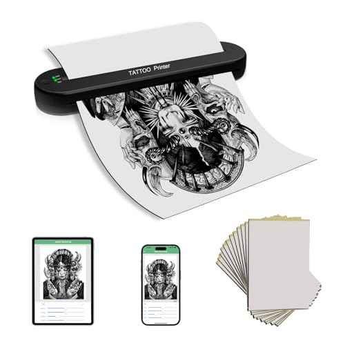YILONG Bluetooth Tattoo Stencil Printer, Tattoo Thermal Machine with 15 Pcs Tattoo Transfer Paper, Portable Tattoo Transfer Copier Machine for Tattoo Artists and Beginners, ATS886L