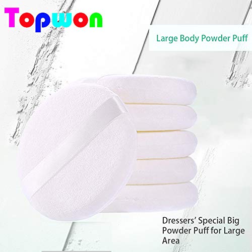 Topwon 5'' Powder Puff for Body Baby - Extra Large Jumbo Size, Use for Dusting Powder or Blending & Setting Makeup Foundation (4 Pieces)