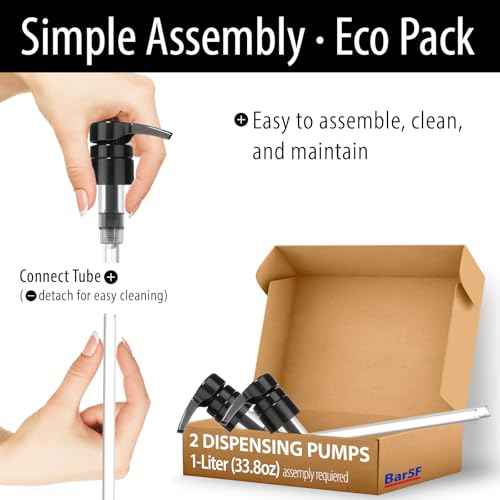 Bar5F Pump for 33.8-Oz Shampoo and Conditioner Liter Bottles (Fits 1" inch Bottle Neck 28/410) 2-Pack