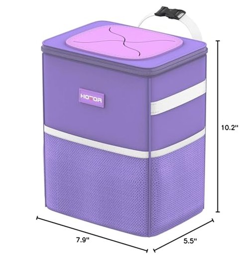 HOTOR Car Trash Can with Lid and Storage Pockets, 100% Leak-Proof Car Organizer, Waterproof Car Garbage Can, Multipurpose Trash Bin for Car, 2 Gallons, Purple, HT138