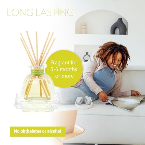 AGRARIA Lemon Verbena Scented PetiteEssence Diffuser, 1.7 Ounces with Reeds and a Flower