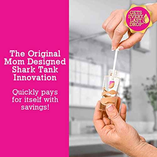 Spatty Lip Gloss and Mini Makeup Spatula (6 Inch Pink combo pack) Shark Tank Mom Made Scrapes Last Drop of Lipstick, Foundation, Lotion, Cosmetics, Beauty Products With Two Unique Spatula Head Sizes