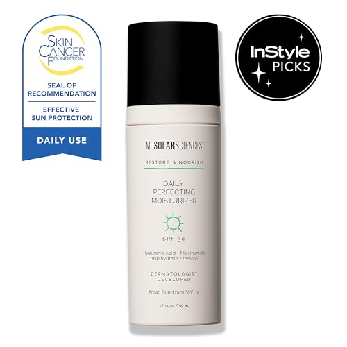 MDSolarSciences Daily Perfecting Moisturizer SPF 30, 2-in-1 Face Moisturizer and Sunscreen Hydrates and Perfects Skin with Hyaluronic Acid, Broad Spectrum Protection, 1.7 Oz