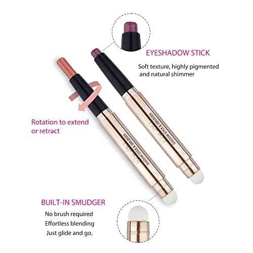 Cream Eyeshadow Stick, Long-Lasting, Crease-Proof Eyeshadow with Built-in Smudger Orchid Shimmer