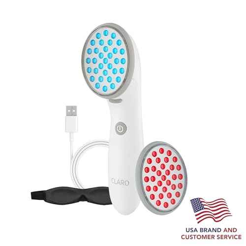Spa Sciences CLARO Clinically Proven Blue & Red LED Acne Treatment Light Therapy System-FDA Cleared-Rechargeable- Professional Home Acne Healing/Clearing Treatment