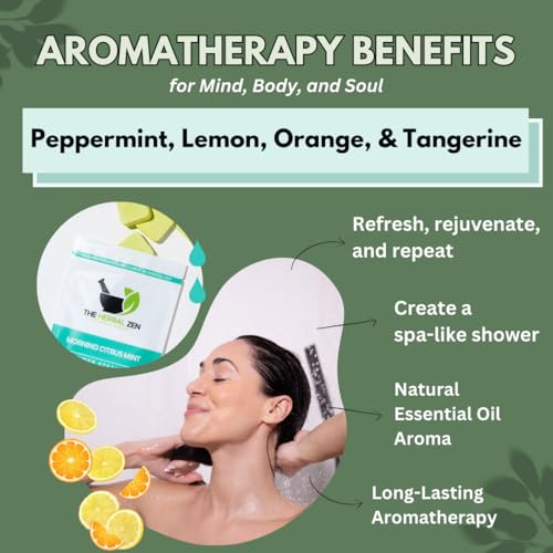 Morning Citrus Mint Shower Steamers Aromatherapy for Energy - Christmas Gift - Adult Stocking Stuffer - USA Made - Peppermint & Orange Shower Bomb Tablets - Soothing Natural Essential Oils (10 Pack)