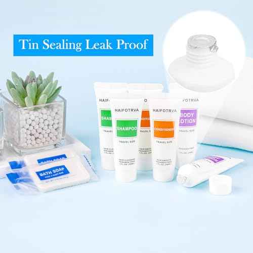 200 Pcs 4-IN-1 Hotel Soaps and Toiletries Bulk Set,4-Piece Set Mini Bulk Travel Size Toiletries Set 1 oz each Shampoo,Conditioner, Body Lotion and 0.53 oz Soap Hotel Supplies for Guests,Homeless