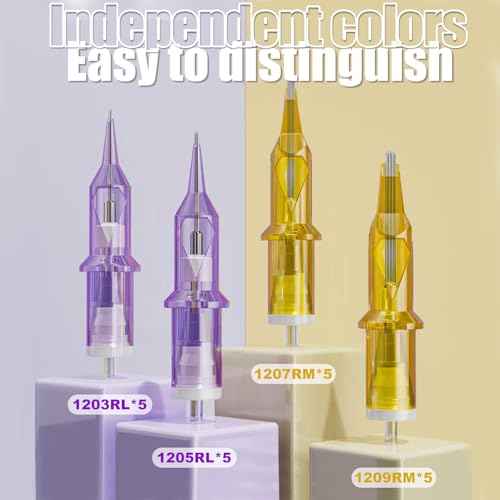 Tattoo Cartridge Needles 20Pcs Assorted #12 Round Liner Shader Magnum 3RL 5RL 7RM 9RM Disposable Tattoo Needles With Membrane Tattoo Supplies