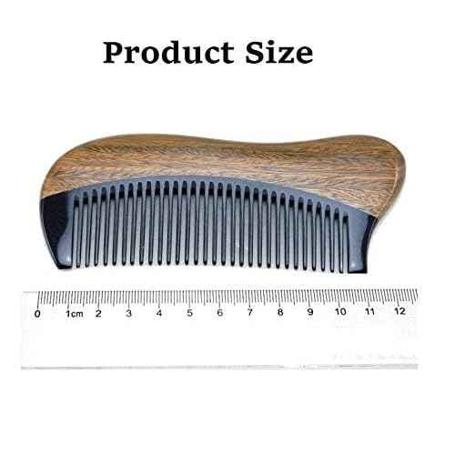 Exquisite Natural Ox Horn Pocket Hair Comb - Natural Green Sandalwood Buffalo Horn Comb 100% Handmade Premium Quality Anti-Static Comb Without Handle (Palm Siz)