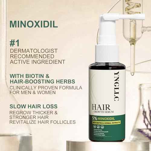 5% Minoxidil Hair Growth for Men and Women, Extra Strength Minoxidil Hair Loss Treatment Serum with Biotin & Herbal Extracts for Faster Thicker Stronger Hair Growth 60mL
