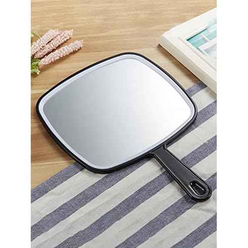 OMIRO Handheld Mirror, Extra Large Hand Mirror with Handle, Square, Black, 12.4" L x 9.1" W
