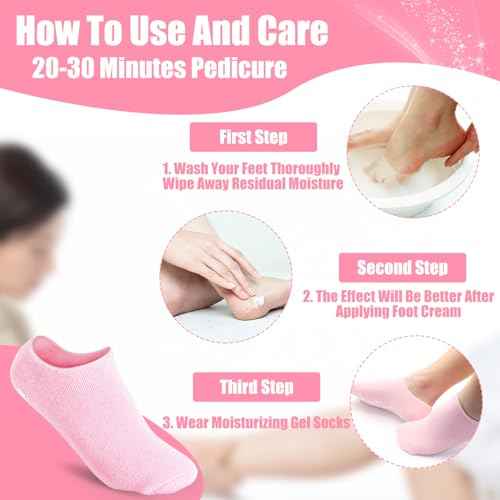 2Pairs Moisturizing Socks - Silicone Socks for Dry Cracked Feet Women - Gel Socks for Dry Cracked Feet Women - Lotion Socks for Repairing and Softening Dry Cracked Feet Skins