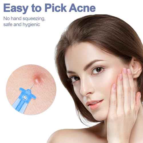 50 Pack Disposable Acne Pimple Popper Needles and 72 Dots Pimple Stickers, for Whitehead Acne Closed Mouth Needle (50 Pack)