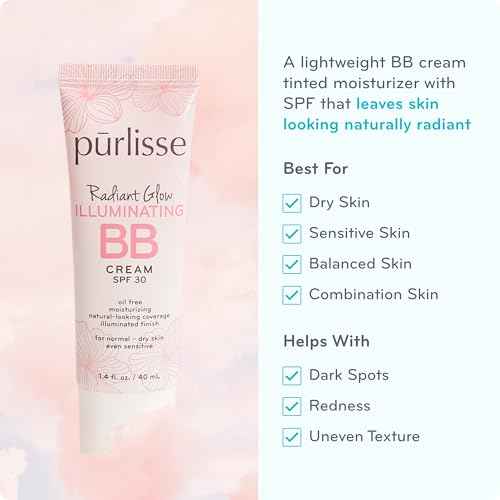 p?rlisse Radiant Glow Illuminating BB Cream with SPF 30 - Glow BB Cream Enriched with Goji & Hawthorn Berry for Dewy Skin - Helps to Improve Skin Texture & Radiance - Light Medium (1.4 oz)