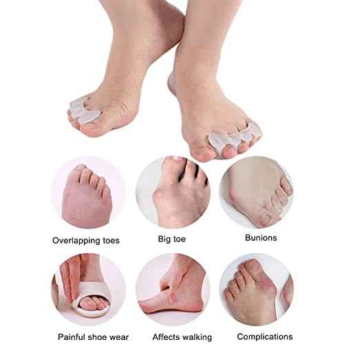 2Pairs Toe Separators Toe Spacers for Women Men to Correct Bunion, Relieve Feet Pain, Foot Alignment, Toe Straighteners for Hammertoes, Plantar Fasciitis (M, Women Shoe Size 9-12.5, Men: 7-11)