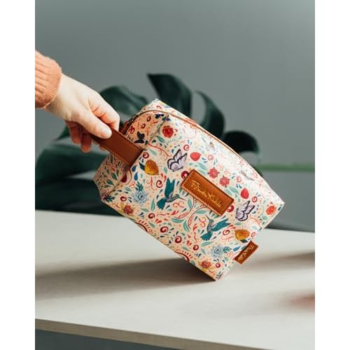 Grupo Erik Frida Kahlo Cosmetic Case | Flower Hanging Toiletry Bag, Waterproof PU Case, Travel Makeup Bag, Travel Toiletry Bag, Frida Kahlo Bag