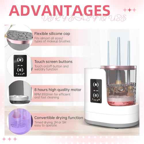 Electric Makeup Brush Cleaner & Dryer-Fast, Makeup Brush Cleaner Machine, 3 In 1 Efficient Brush Cleaning, Drying, and Sanitizing for Flawless, Hygienic Makeup Application