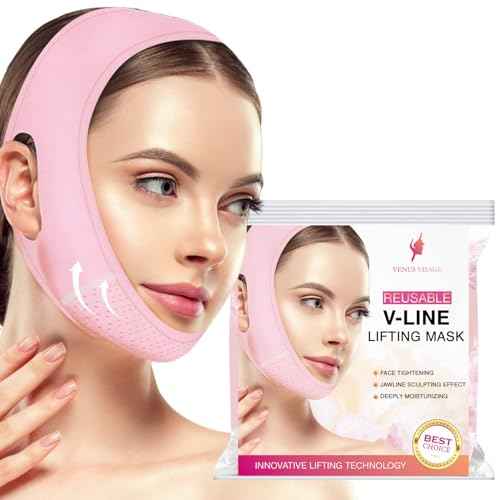 Venus Visage Face Lifting Strap for Jaw Line Definition - Reusable Lifting Chin Strap for Sleeping - Visually Sculpts Double Chin (Pink)