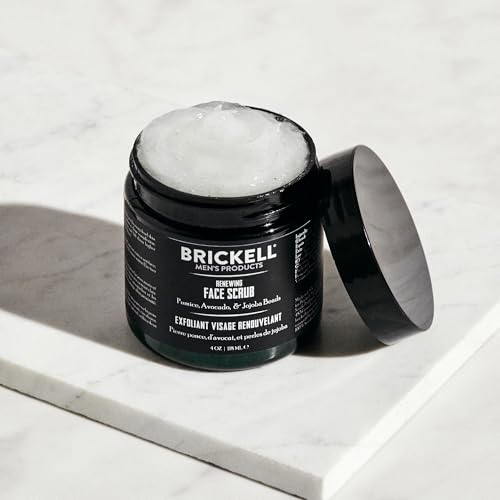 Brickell Men's Daily Advanced Face Care Routine I, Gel Facial Cleanser Wash, Face Scrub, Face Moisturizer Lotion, Natural and Organic, Unscented, Men's Skin Care Gift Set