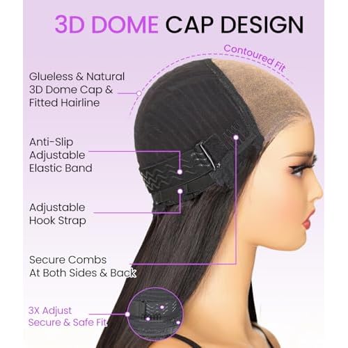 Brown Highlighted Wig Human Hair Wigs for Black Women Glueless Wigs Human Hair Pre Plucked Pre Cut Pre Bleached 6X5 HD Lace Closure ready to wear wigs glueless human hair Wigs 180% Density 12inch