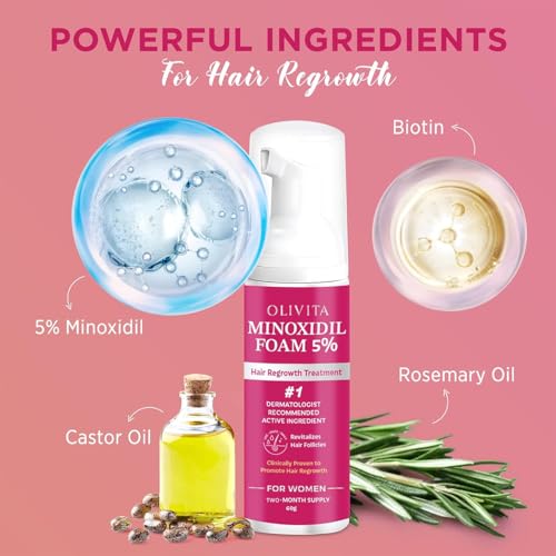 5% Minoxidil Foam for Women Hair Growth: Extra Strength Hair Regrowth Treatment ? Revitalize Hair Follicles & Regrow Thicker, Fuller Hair ? Hair Loss Solution - 2x60ML