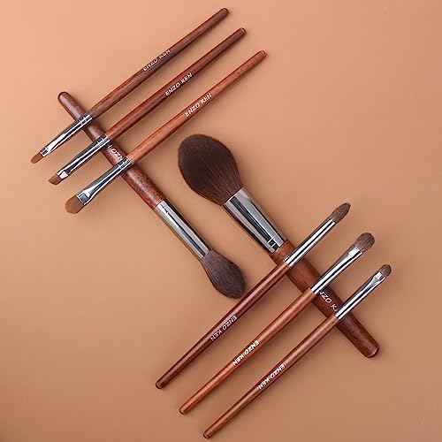 ENZO KEN Walnut Makeup Brushes Set Professional, Natural Pony Hair Makeup Brush Set with Case, Cosmetic Brushes Makeup Set, Natural Bristle Makeup Brushes, Natural Hair Make up Brush Set Professional.