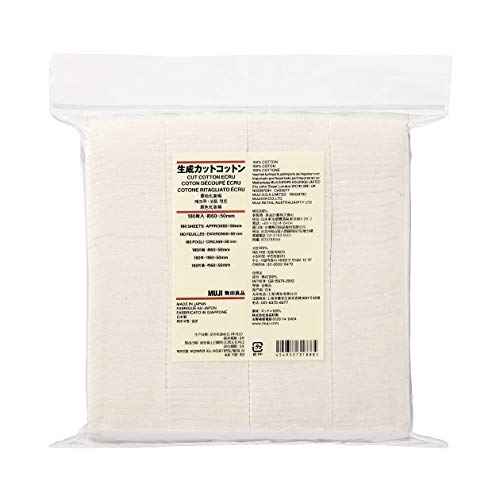 MUJI Makeup Facial Soft Cut Cotton Unbleached 60x50 mm 180pcs