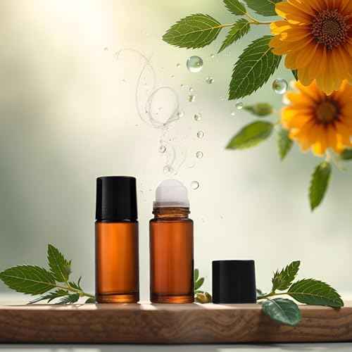 2Pcs Brown Glass Essential Oil Roller Bottles Refillable Roll on Empty Deodorant Bottle Containers Rollerball for Fragrance Roller Bottles Ball Applicator,Rollerball Bottle (50ml)