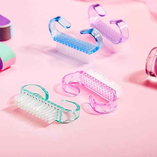 4 Pieces Handle Nail Brush Nail Hand Scrubbing Cleaning Brush (Small, Multicolor)