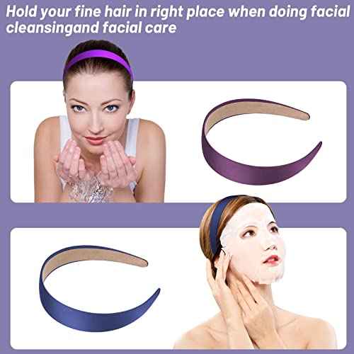 anezus 16 Pcs Satin Headbands Bulk 1 Inch Anti-slip Ribbon Hair Bands Plain Hard Headbands for Women Girls DIY Craft Hair Accessories (Multicolor)
