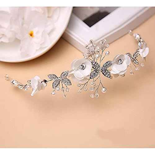 Ideal Swan Girl Headpiece Accessory, Girl Hairbands Pearl Crystal Headband Princess Wedding Bride Hair Pins Clips Tiara for Women and Girls Suitable for Shows, Children' Day (White)