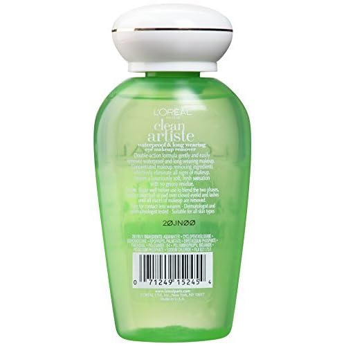 L'Oreal Paris Clean Artiste Waterproof & Long Wearing Eye Makeup Remover 4 oz (Pack of 3)