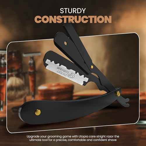 Utopia Care Professional Straight Razor for Men, Barber Straight Edge Razor Safety with 100 Pack Blades, Black