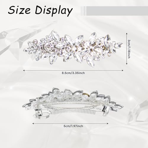 4 Pcs Rhinestone Bridal Hair Clips, Crystal French Barrette Hair Clips, Vintage Bridal Wedding Hair Pins Hair Accessories for Women Bride Bridesmaid(Golden,Silver)
