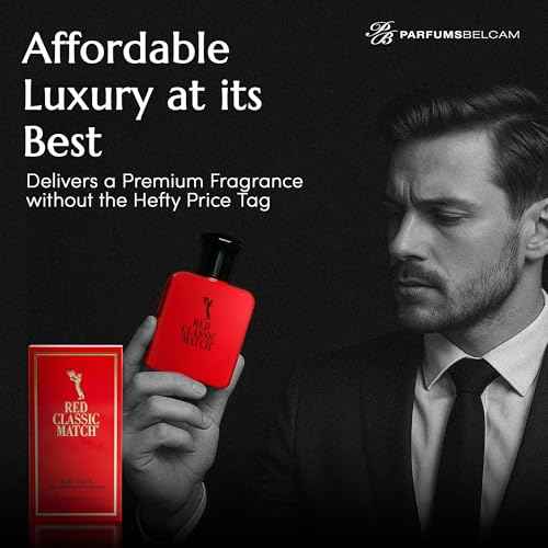 PB ParfumsBelcam Red Classic Match Eau de Toilette - Spicy Woody Amber Fragrance for Men, Long-Lasting Masculine Scent, Affordable Cologne Alternative, Signature Fragrance - 2.54 Fl Oz