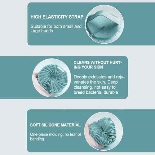 Silicone Body Scrubber Shower Brush Super-Exfoliating Body Brush with Non-Slip Strap, Eco-Friendly Bath Scrubber for Sensitive/All Skin Types, Gentle Massage & Effective Shower Exfoliation