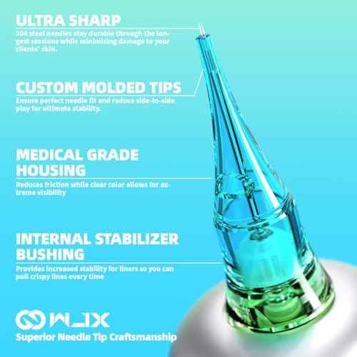 Wjx Ultimate Tattoo Needles 0803RL (20Pcs/Box) Disposable Professional Tattoo Cartridge Needles Precision Round Liner Fit in Different Tattoo Machines